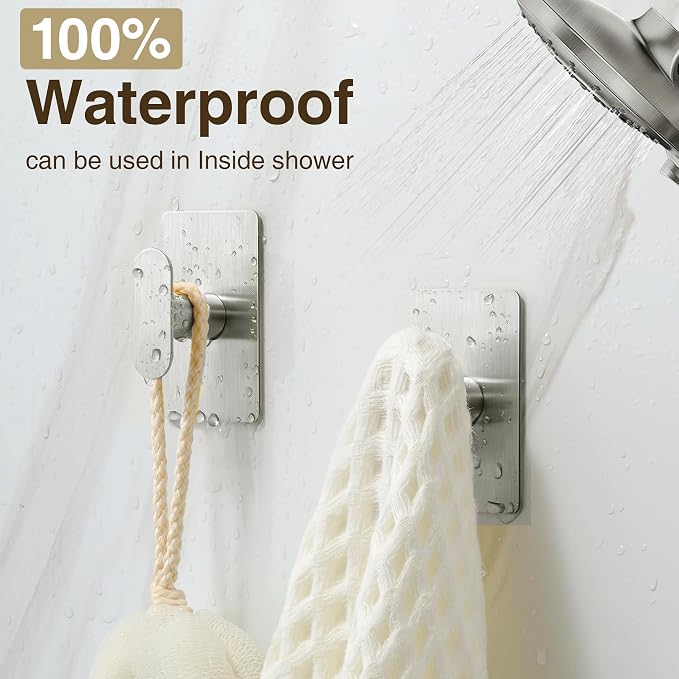 pickpiff Adhesive Towel Hooks for Bathroom: 20LB Extra Strong Wall Hanger for - Image 4
