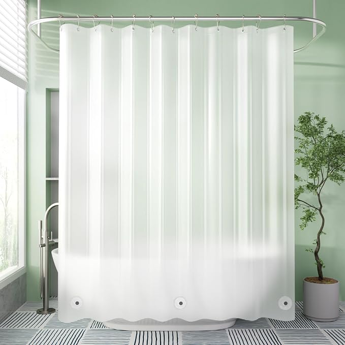 AmazerBath Shower Curtain Liner, 72x72 Plastic Frosted Shower Liner, Cute PEVA - Image 8