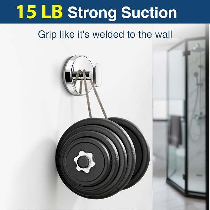 pickpiff Suction Cup Hooks for Shower: 15 LB Strong Wall Hanger for Bathroom - Image 2