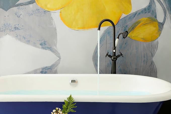 SITGES Solid Brass Freestanding Bathtub Faucet, Bathroom Floor Mount Tub Filler - Image 2
