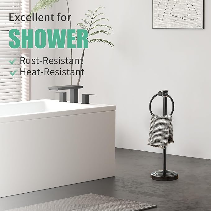 Hoimpro 17 Inch Stand Hand Towel Holder Towel Bar Towel Hanging Ring, Free - Image 3