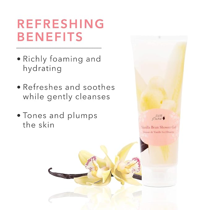 100% PURE Vanilla Bean Shower Gel Natural Foaming & Hydrating Body Wash - Image 3