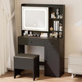 Vanity Table with Hidden Storage & LED Mirror by Unknown