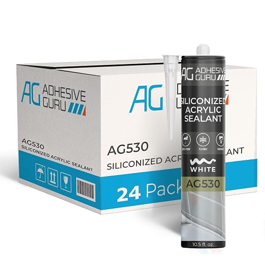 Adhesive Guru AG530 Siliconized Acrylic Sealant, Waterproof Paintable Caulk by AdhesiveGuru