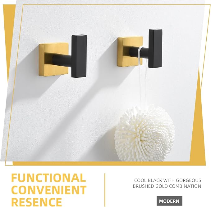 Angle Simple Bathroom Towel Hook 2 Pack, SUS 304 Stainless Steel Bath Robe Coat - Image 3