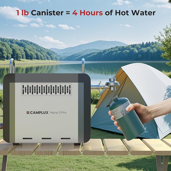 CAMPLUX Nano 3 Pro, Battery Powered Portable Water Heater, 1 lb On-Demand - Image 3