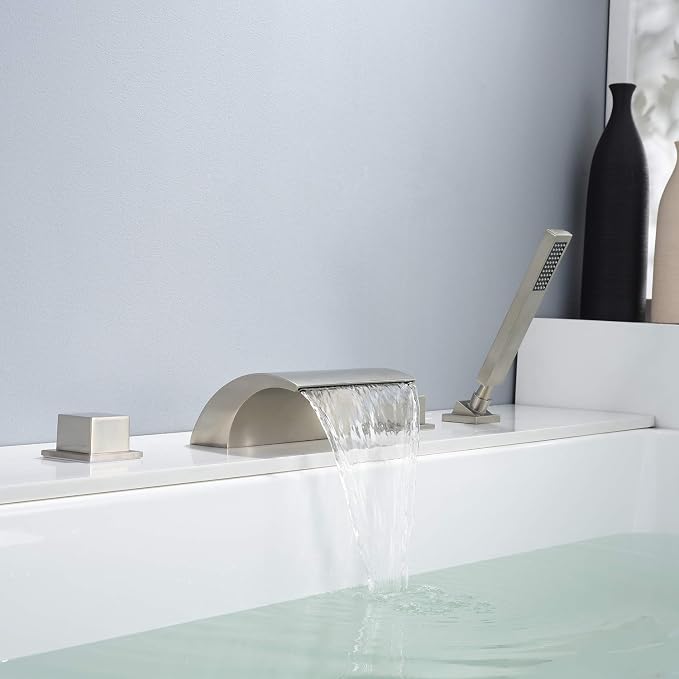 sumerain Waterfall Bathtub Faucet Brushed Nickel - Image 4