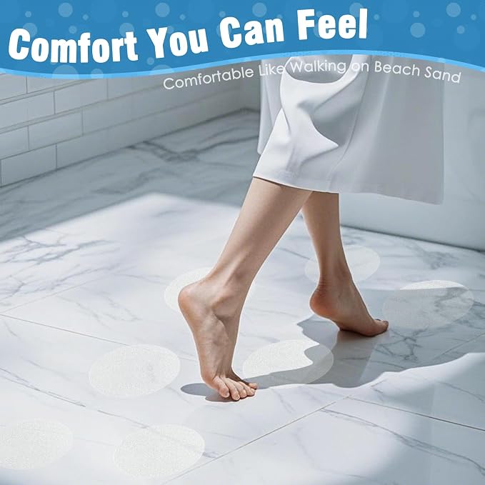 S&X 24 Pcs Non Slip Bathtub Stickers, Invisible Clear High Traction Grit Dots - Image 4