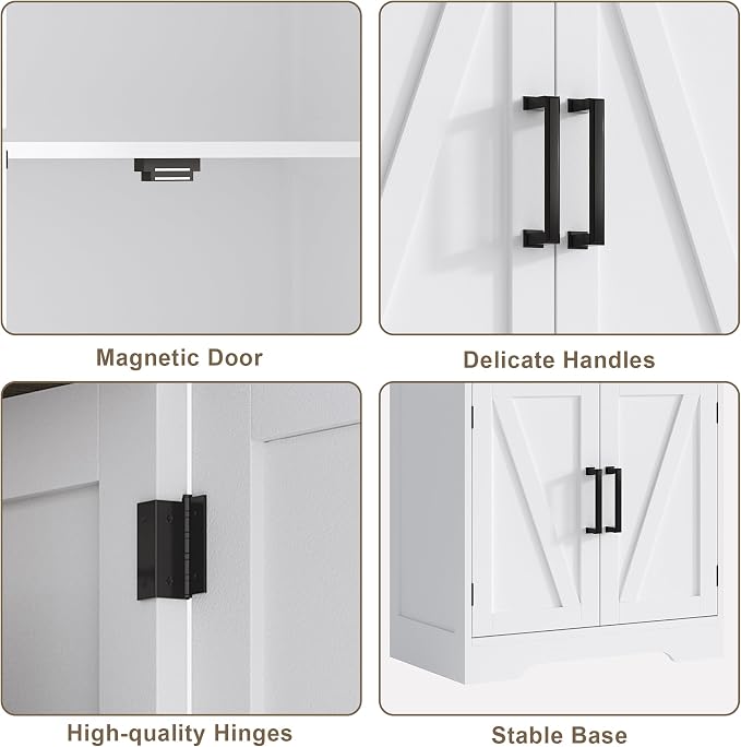 Treocho Bathroom Floor Cabinet, Farmhouse Bathroom Storage Cabinet - Image 6