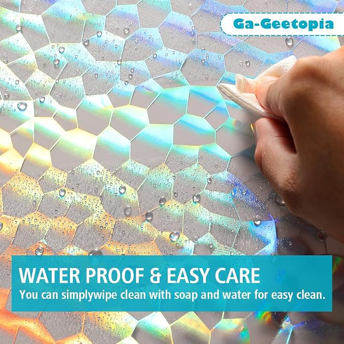Ga-Geetopia Holographic Narrow Size 3D EVA Shower Curtain Liner Water Cube - Image 4