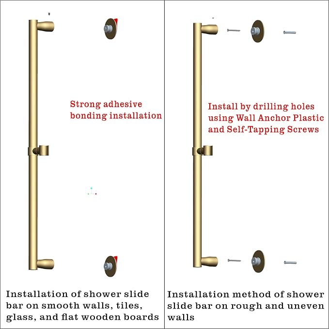 RRAJJ Shower Slide bar That is Installed by pasting or Punching - Image 4