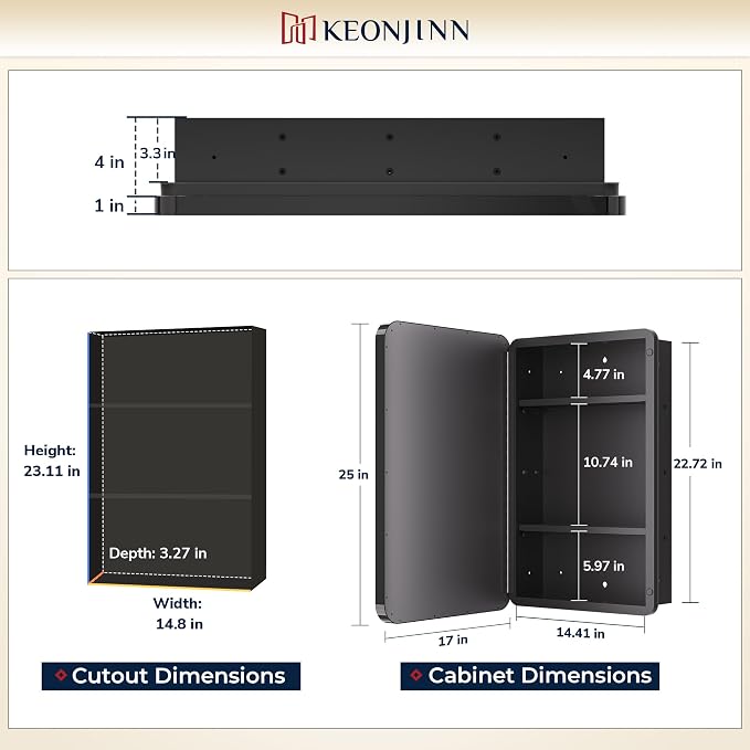 Keonjinn Gold Bathroom Medicine Cabinet - Image 2