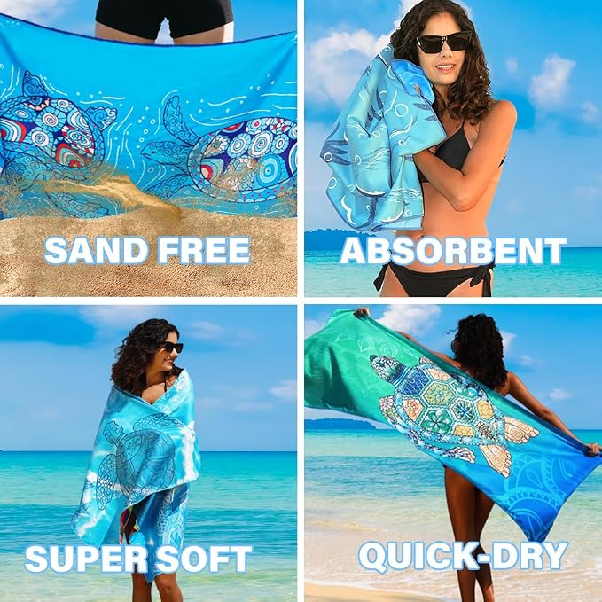 2 Pack Microfiber Lightweight Beach Towel Sand Free Quick Dry Absorbent Thin - Image 8