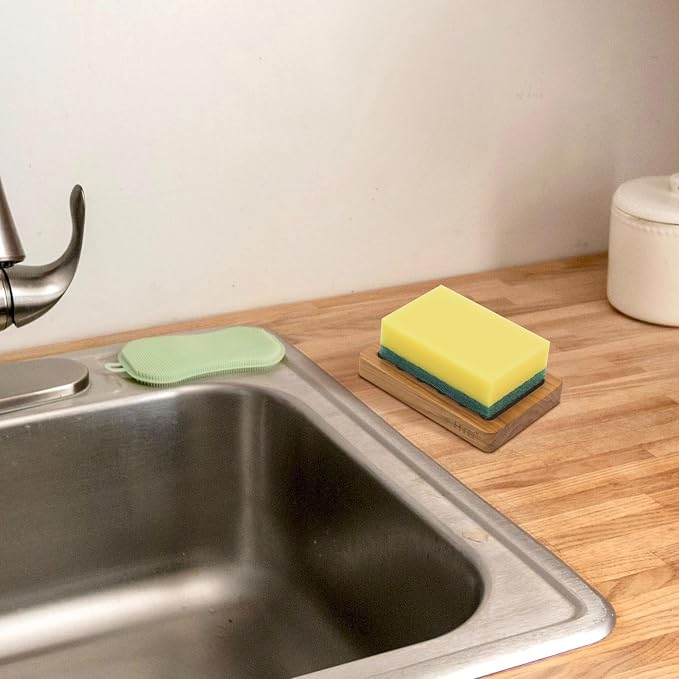 Slotted Bar Soap Holder Teak Wood by HTB, Kitchen Wooden Sponge Holder - Image 6