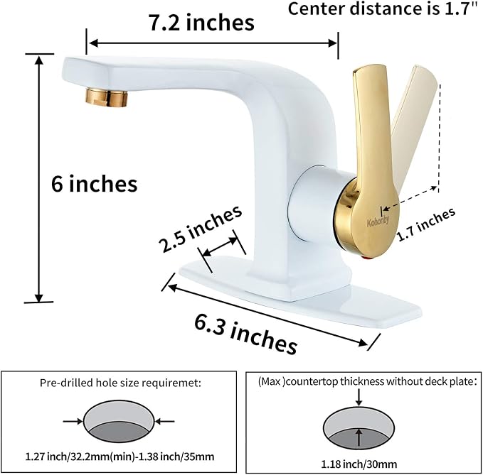 Modern White Bathroom Faucet, Single Handle Commercial Bathroom Sink Faucet - Image 4