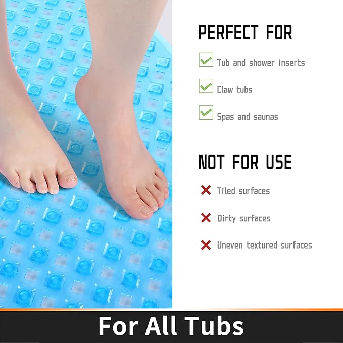 Yimobra Bathtub Mat Non Slip, Super Strong Suction Cups, 27.5"x15.5" Long - Image 4