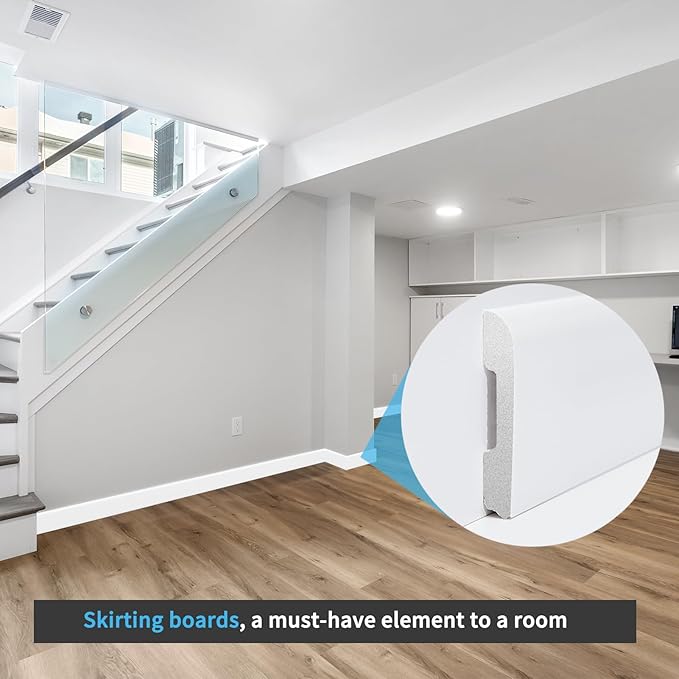 Art3d Wall Baseboard Molding Trim 8-Pack of 56 x 2.6 in., High Impact - Image 3