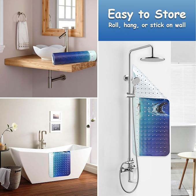Bathtub Mat Non Slip, Shark Extra Long Bath tub Mat Shower Floor Mat - Image 4