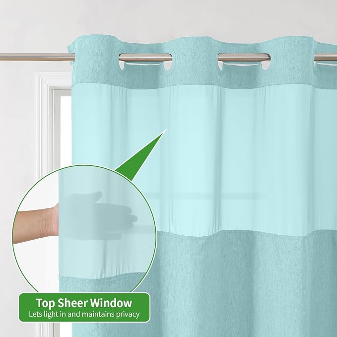Stall No Hooks Needed Linen Textured Shower Curtain - Image 3