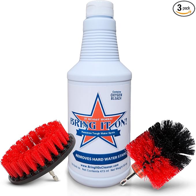 Bring It On Cleaner Water Spot Remover 16 Ounce, Plus 2 Drill Brushes, Drill by Unknown