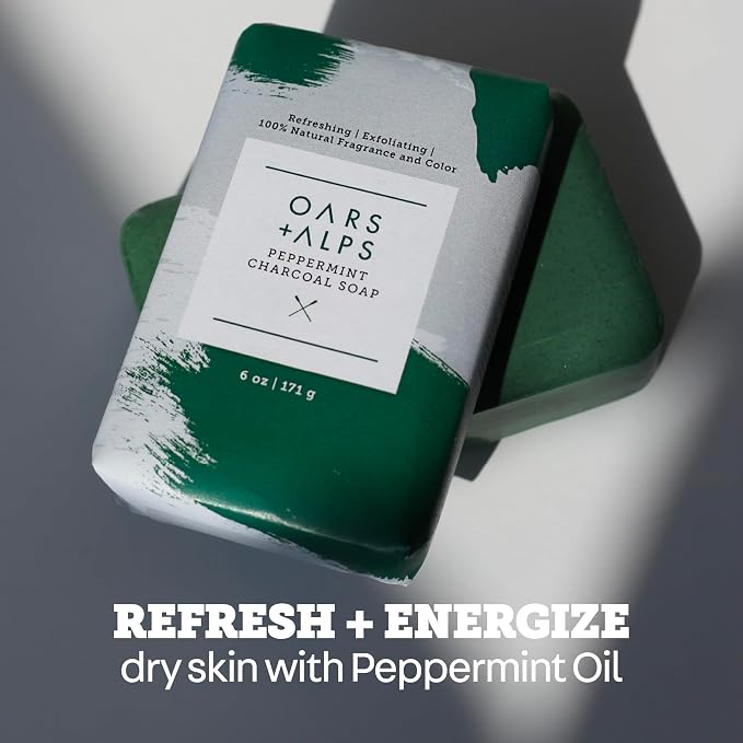 Oars + Alps Peppermint Charcoal Exfoliating Bar Soap - Image 4