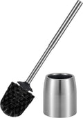 Toilet Brush and Holder Set Stain Nickle Stainless Steel 12In Handle by HomeKitchenEssentials