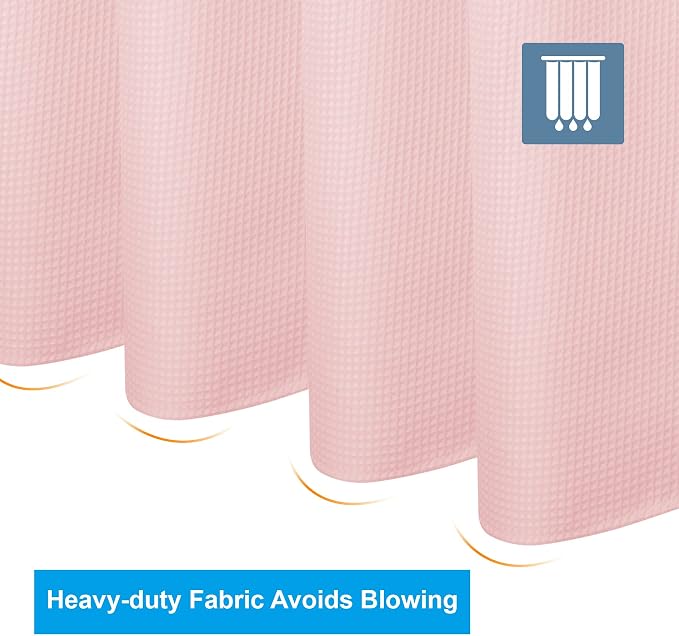 AmazerBath Waffle Shower Curtain, Blush Pink Shower Curtain Fabric 78 Inches - Image 6
