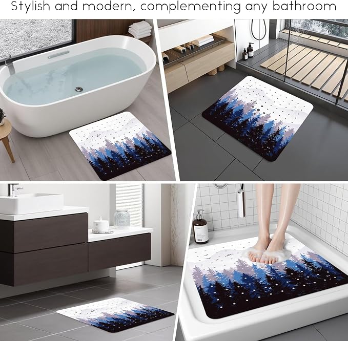 Bathtub Mat Non Slip, Forest Square Bath tub Mat Shower Floor Mat - Image 6