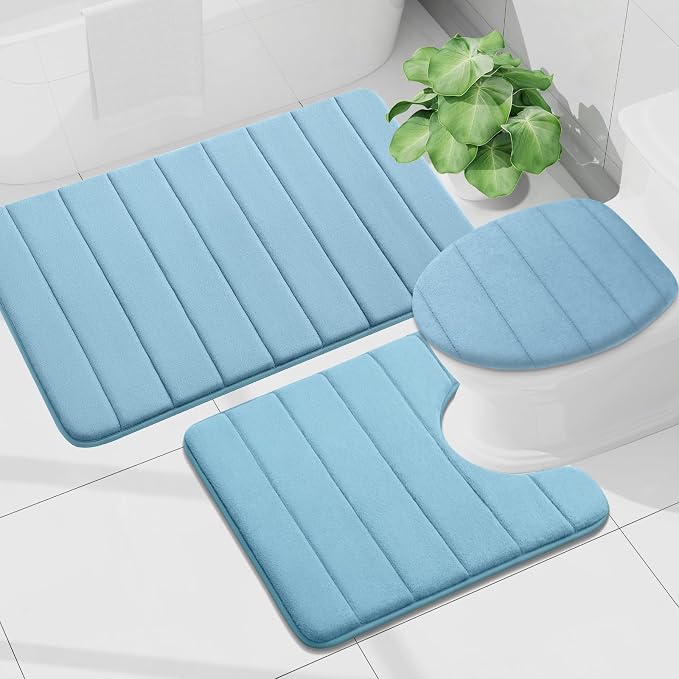 Buganda Memory Foam Bath Mat, Ultra Soft and Non-Slip Bathroom Rugs, Water - Image 7