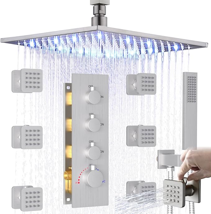 Enga Rain Shower Jet Thermostatic System Work At the Same Time, Body Spray by Enga