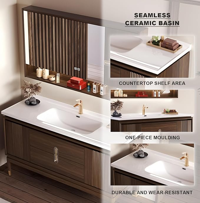 Single Sink Bathroom Vanity 68in, Freestanding Bathroom Vanity Includes Smart - Image 6