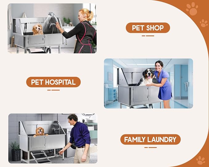 Albott 50-Inch Stainless Steel Dog Washing Station - Image 8