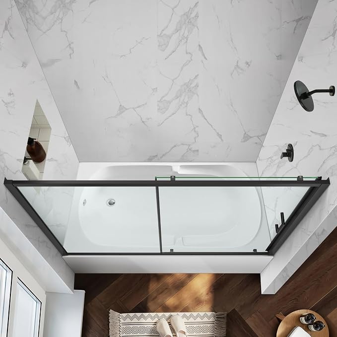 Bathtub Shower Glass Door 57"-59" W*60" H, Single Sliding Shower Doors - Image 3