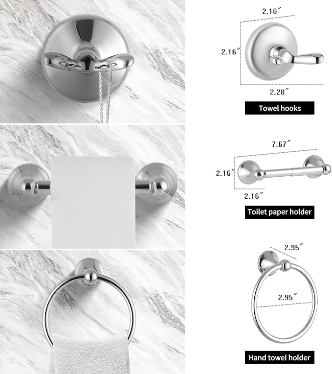 4 Piece Bathroom Hand Towel Holder Set, Adjustable Towel Racks - Image 6