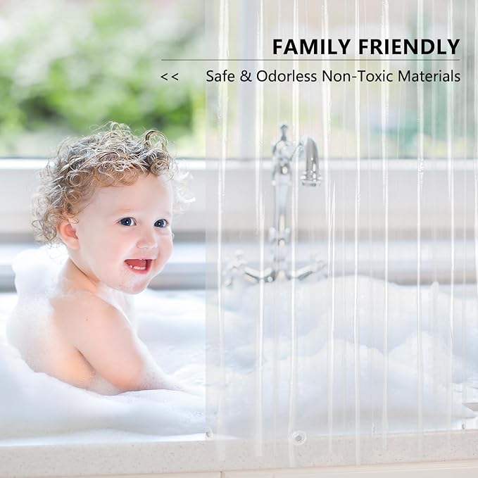AooHome Thin Clear Shower Curtain Liner, Premium Light Weight EVA 4G Plastic - Image 8