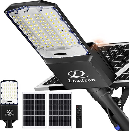 10800w Solar Street Lights Outdoor Waterproof Black, 650000LM Super Bright LED by Leadzon