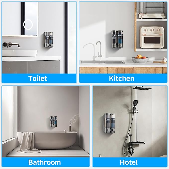 Shampoo and Conditioner Dispenser, GlintGath Shower Dispenser 2 Chamber No - Image 2
