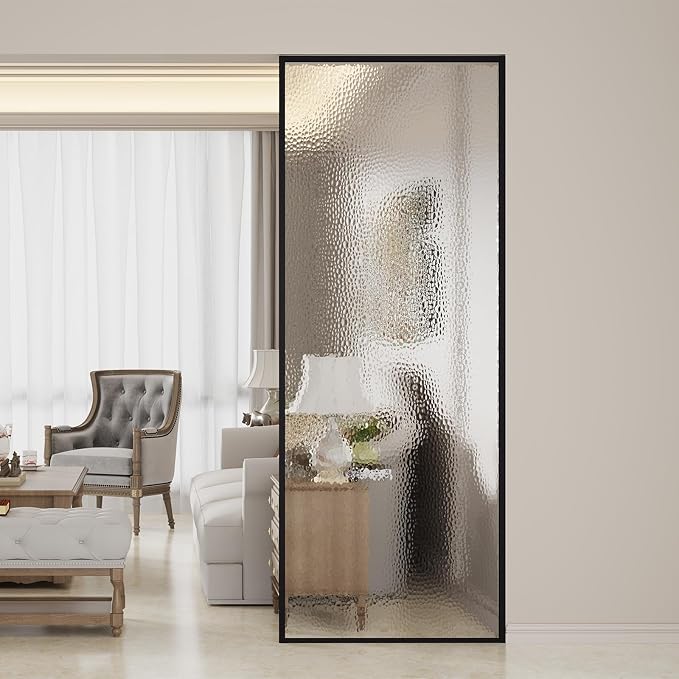 Dimaris Shower Door 34" X 78" Tempered Fluted Glass Framed Shower Screen Shower - Image 2
