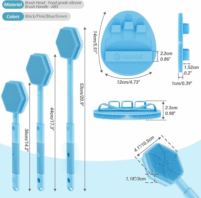 Silicone Back Scrubber & Soft Bath Glove 2PCS, 360° Anti-Slip Hand-fit Silicone - Image 2