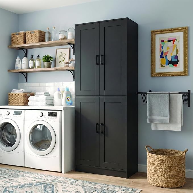 71" Tall Kitchen Pantry Cabinet, Freestanding Food Storage Organizer - Image 6