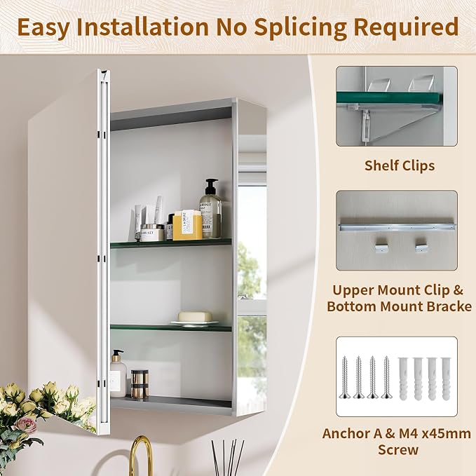 BEAUTYPEAK 20 x 24 Inch Medicine Cabinet - Image 6
