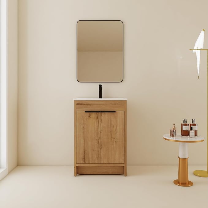 24 inch Bathroom Vanity with Sink, Bathroom Cabinet W/Single Ceramic Sink by SanMerah