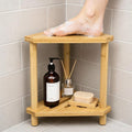 Bamboo Shower Foot Rest with Non-Slip Base, 2-Tier Height Shower Stool by Unknown