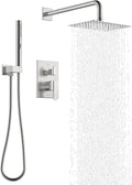 KENES Square Rainfall Shower System Faucet Set, Brushed Nickel Rain Shower Head by KENESBathroomKitchen