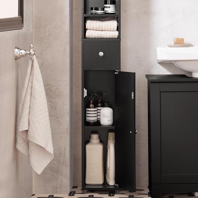 SoBuy Narrow Bathroom Storage Cabinet, Tall Slim Bathroom Organizers and Storage - Image 8