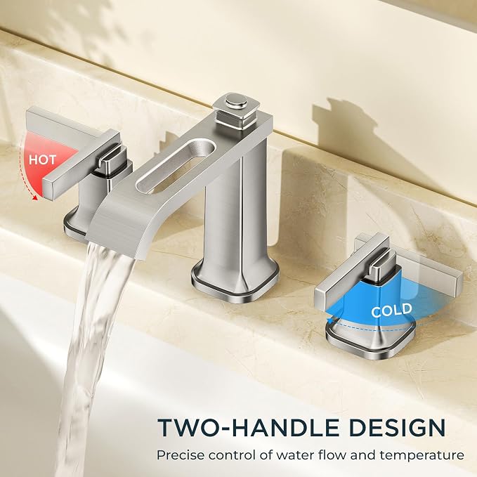 FORIOUS Brushed Nikcel Bathroom Faucet, 8 Inch Widespread Bathroom Vanity - Image 5