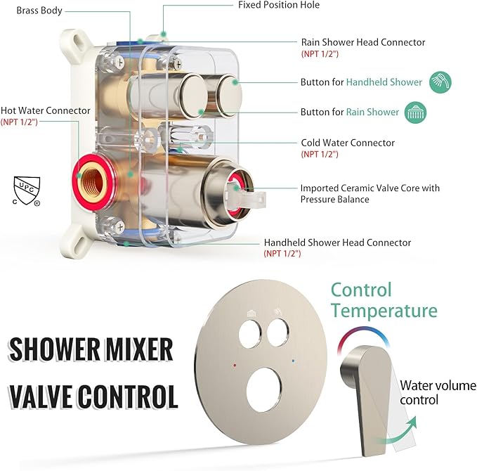 SR SUN RISE Shower System: 12 Inch Rainfall Shower Head - Image 7