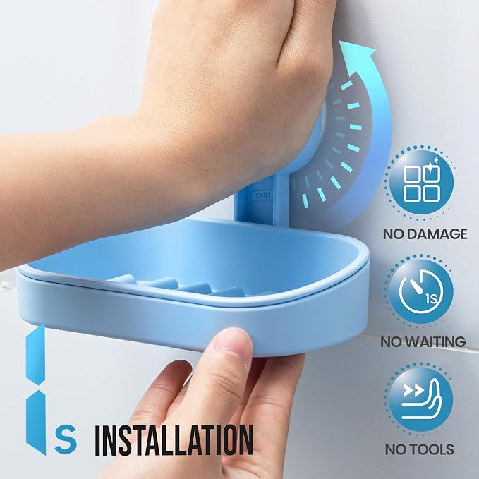 TAILI Soap Dish Bar Holder Suction Cup, Soap Saver - Image 2