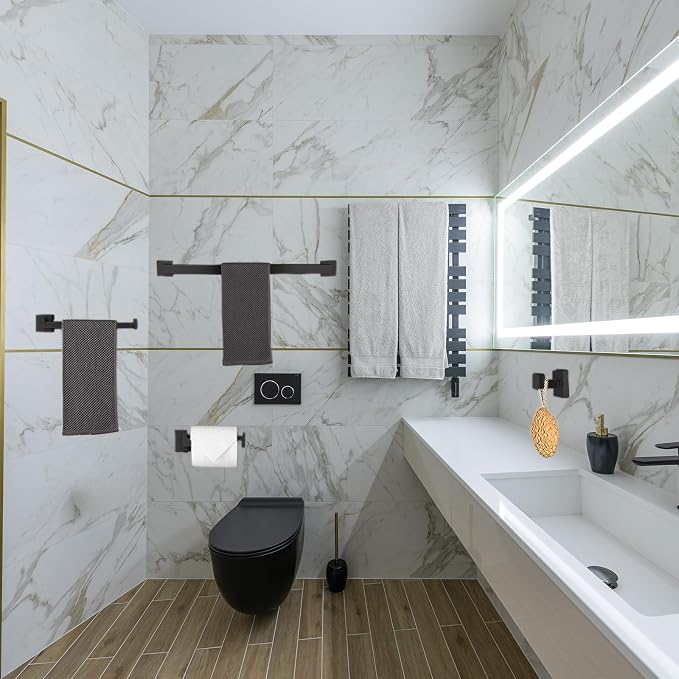 4-Piece Bathroom Hardware Set, Towel Rack Towel Bar Towel Holder Toilet Paper - Image 7