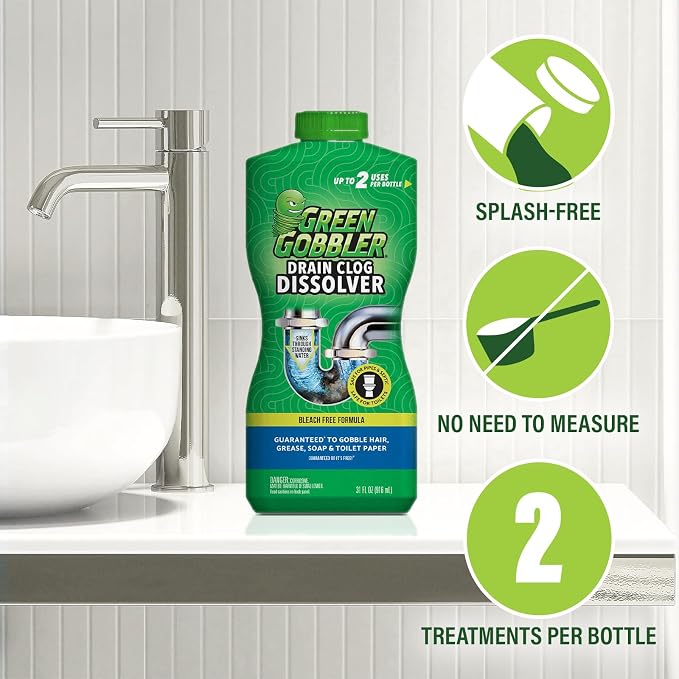 Green Gobbler Liquid Hair Drain Clog Remover & Cleaner, - Image 6